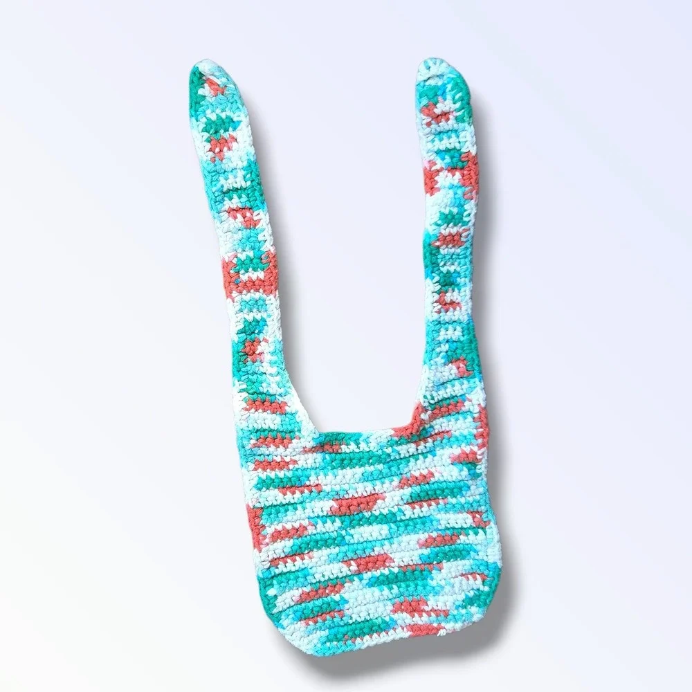 Handmade Baby Bib Crochet Teal Orange White‎ 17
